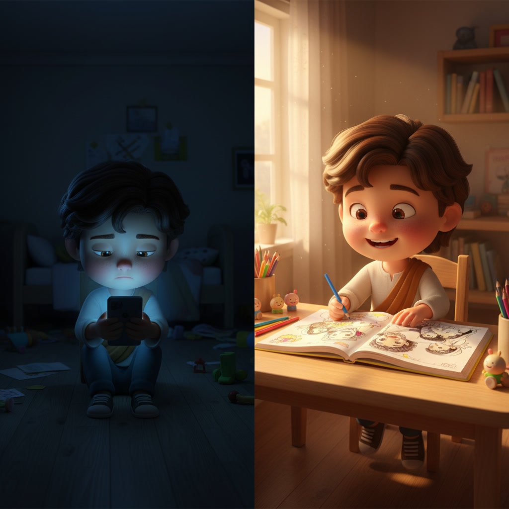 Contraste Telas x Atividades Bíblicas